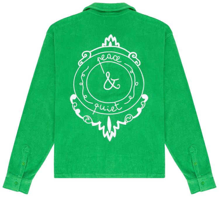 Museum of Peace  Quiet PQ Seal Terry Cloth Button Up Kelly