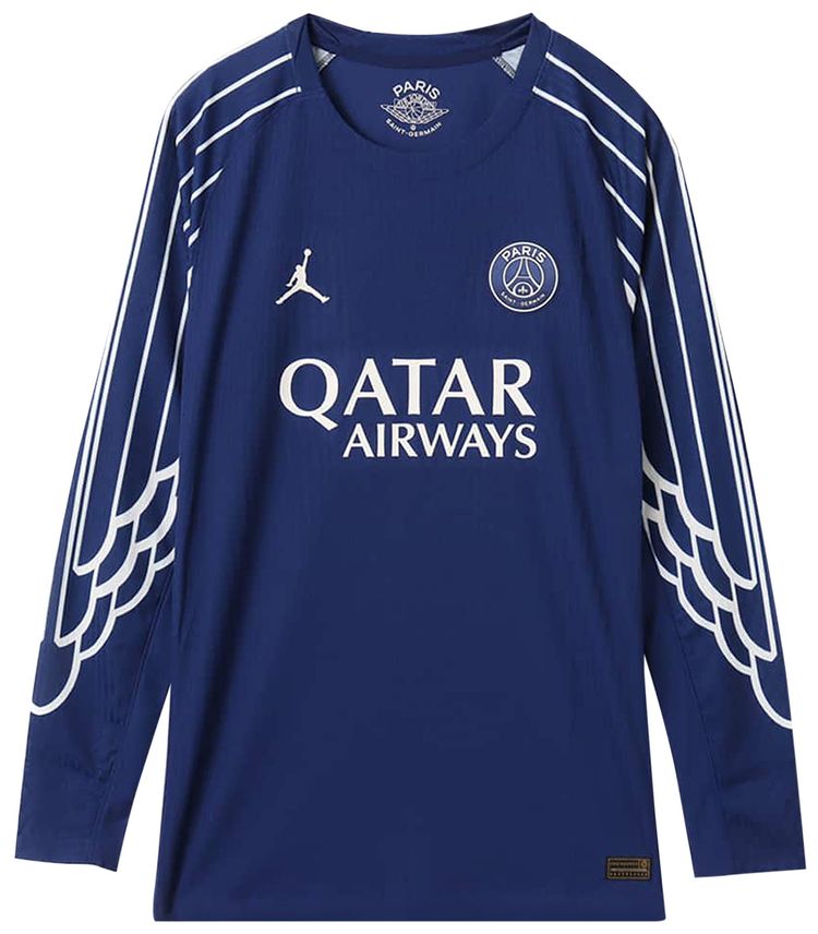 Air Jordan Paris Saint Germain 202425 Match Fourth Dri FIT ADV Soccer Authentic Long Sleeve Jersey Blue VoidPhantomPhantom