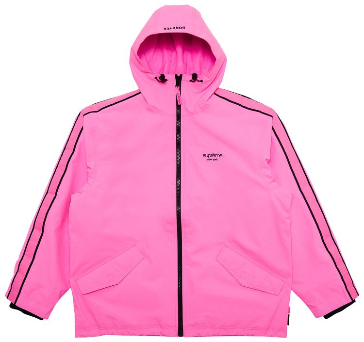 Supreme GORE TEX Stripe Hooded Jacket Fluorescent Pink
