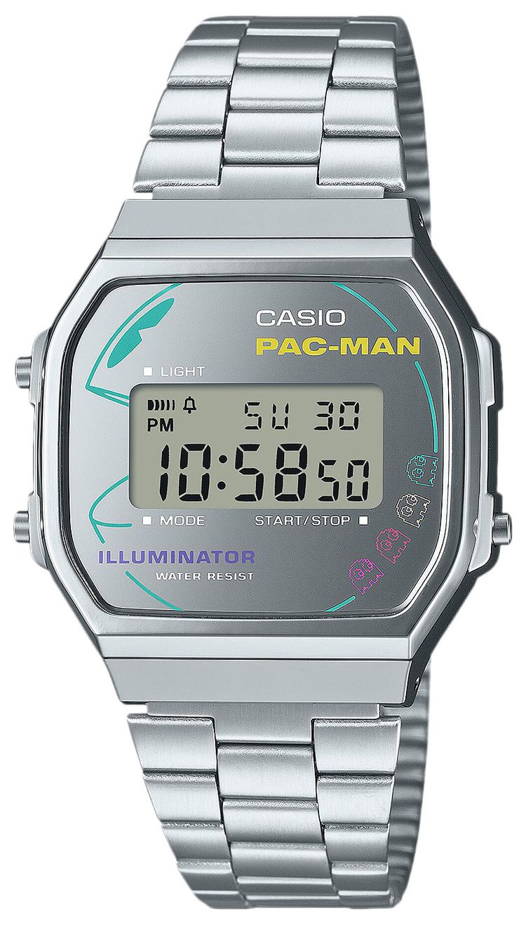 G SHOCK by Casio Vintage Digital PAC MAN Watch Silver