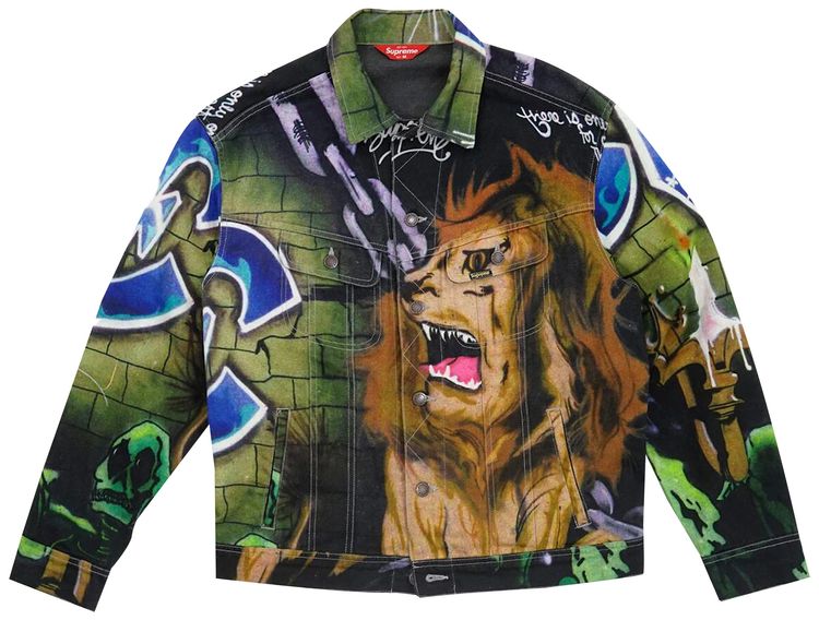 Supreme Lions Den Denim Trucker Jacket Multicolor