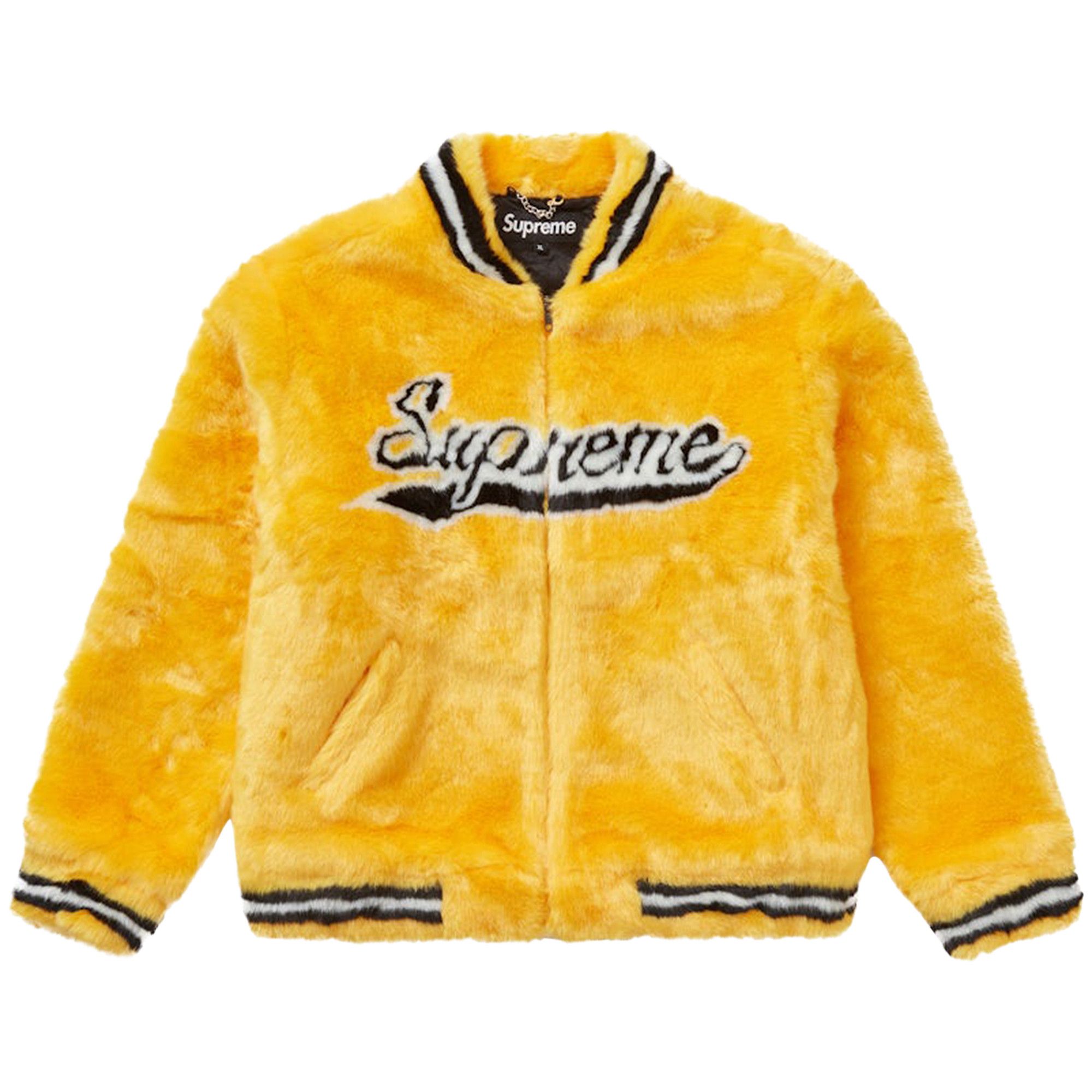 Buy Supreme Faux Fur Varsity Jacket 'Yellow' - 00052 1SS2006SFFVJY