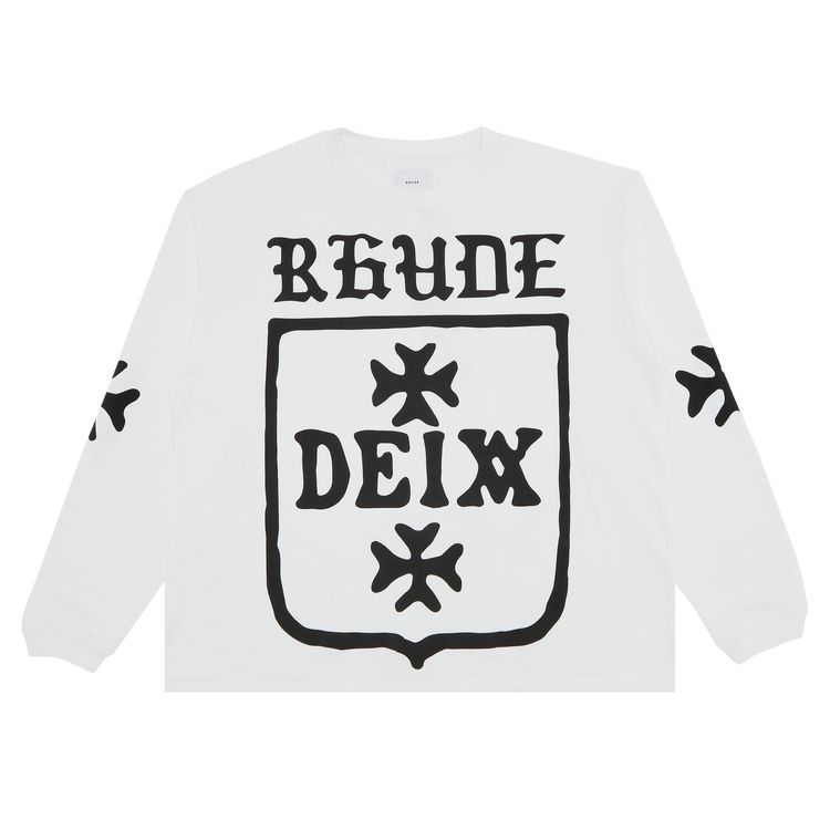 Rhude Deix Shield Oversized Long Sleeve Tee White
