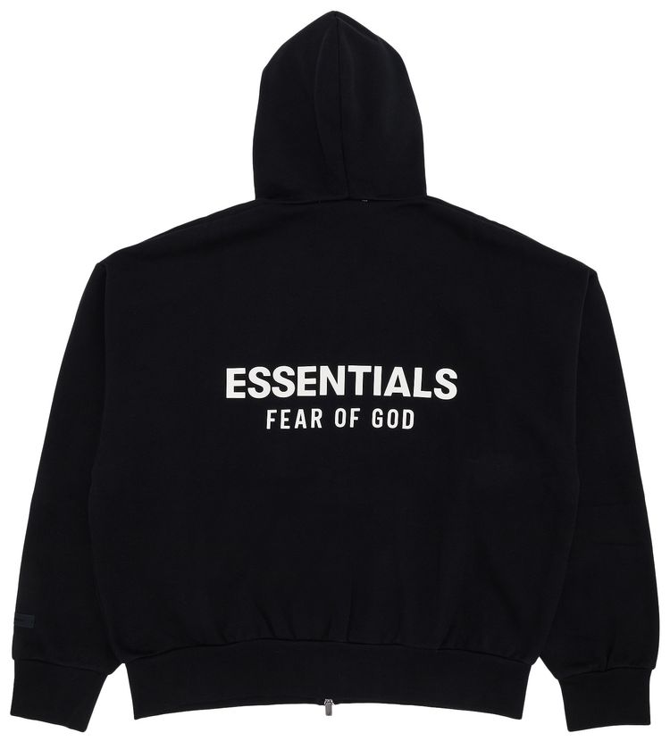 Fear of God Essentials Classic Full Zip Up Hoodie Jet Black