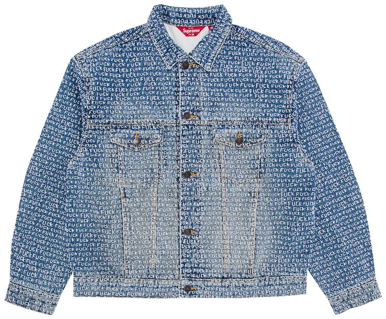 Supreme Fuck Stitch Denim Trucker Jacket Blue