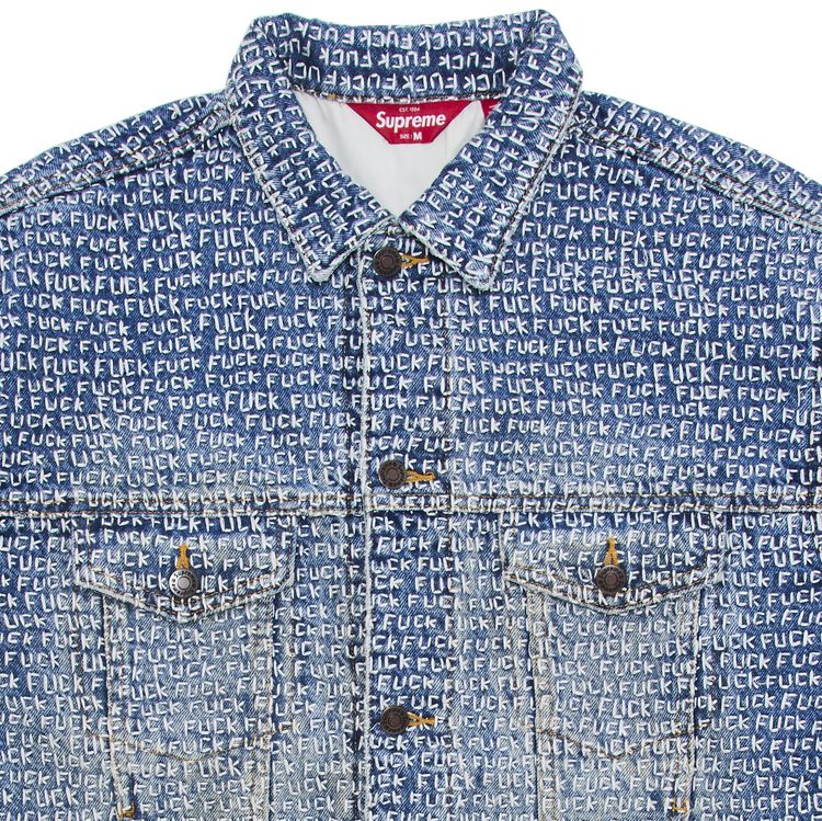 Supreme Fuck Stitch Denim Trucker Jacket Blue