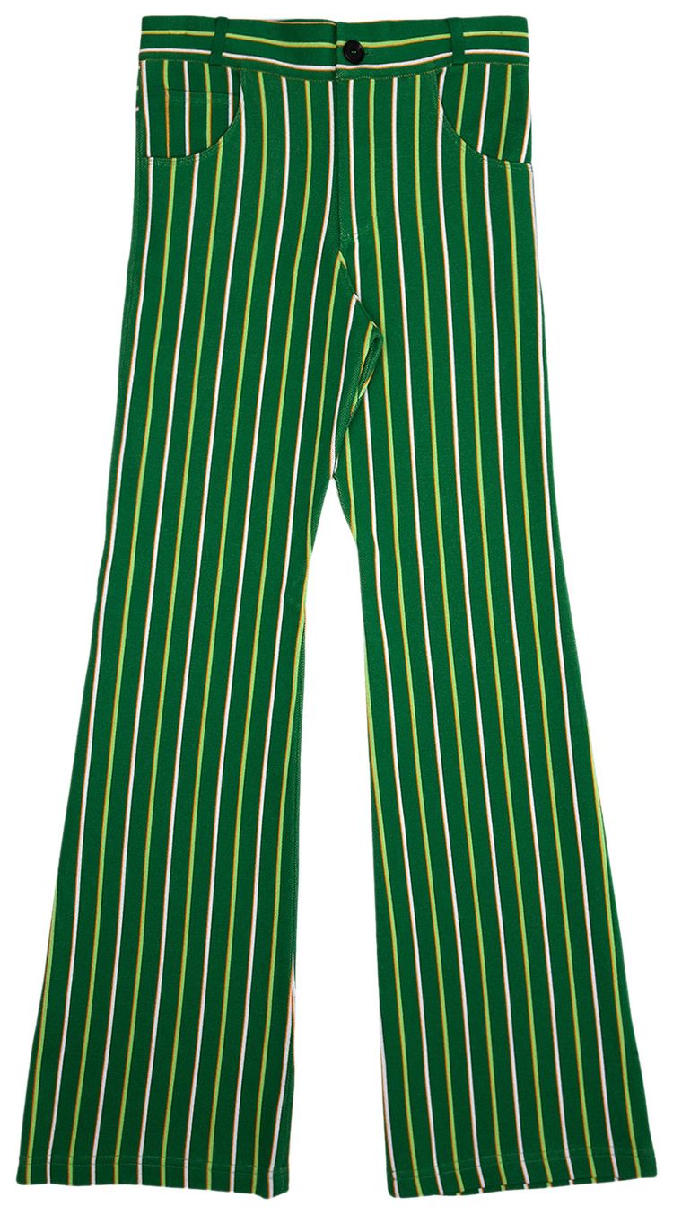 Marni Vertical Stripe Technical Knit Trousers Green