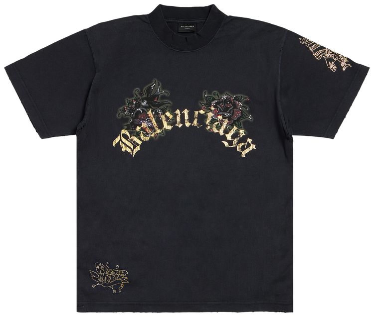 Balenciaga Tacky Tattoo T Shirt Washed Black