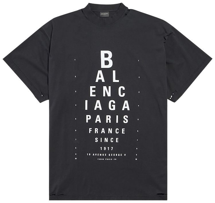 Balenciaga Optical T Shirt Washed BlackWhite