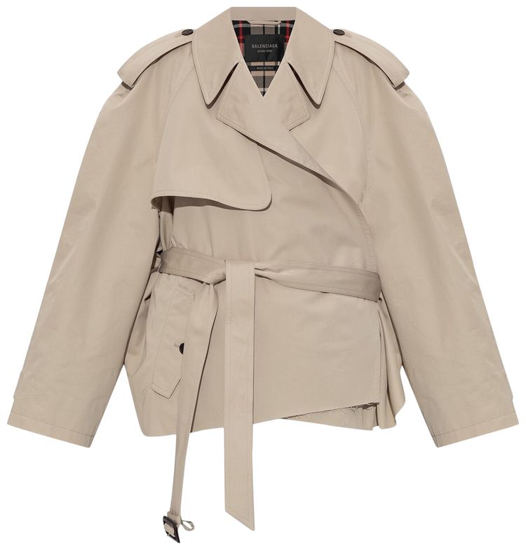 Balenciaga Cropped Trench Jacket Beige