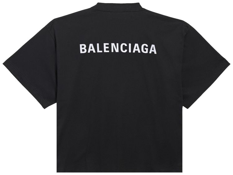 Balenciaga Back Cropped T Shirt BlackWhite