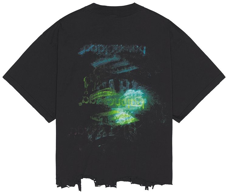 Balenciaga DIY Imprint Cropped T Shirt Faded Washed Black