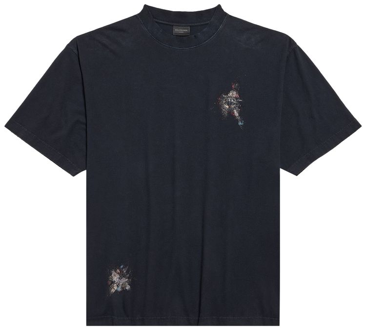 Balenciaga Nail Polish T Shirt Faded Washed Black