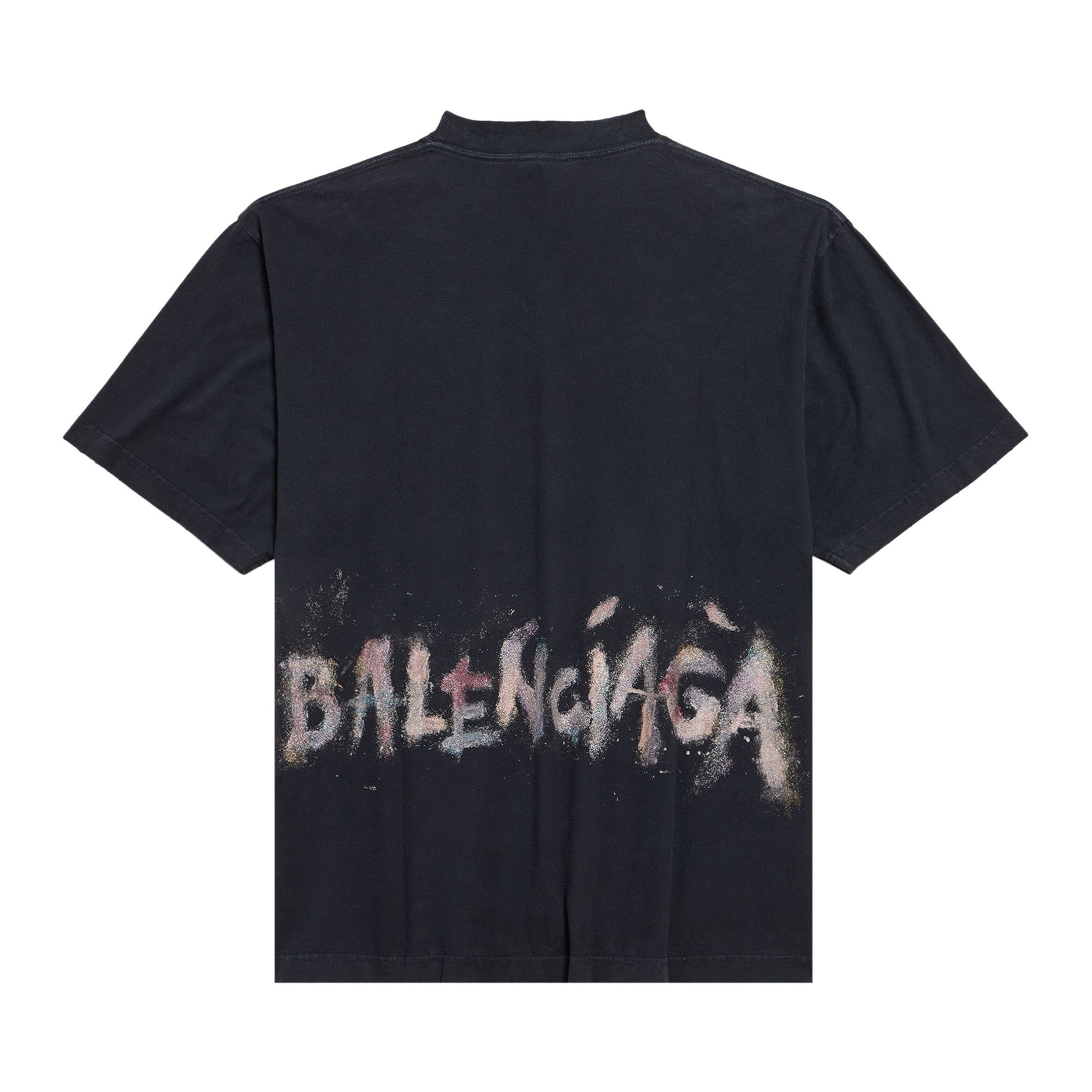 Buy Balenciaga Nail Polish T-Shirt 'Faded Washed Black' - 764235