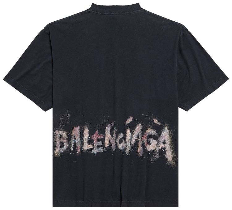 Balenciaga Nail Polish T Shirt Faded Washed Black