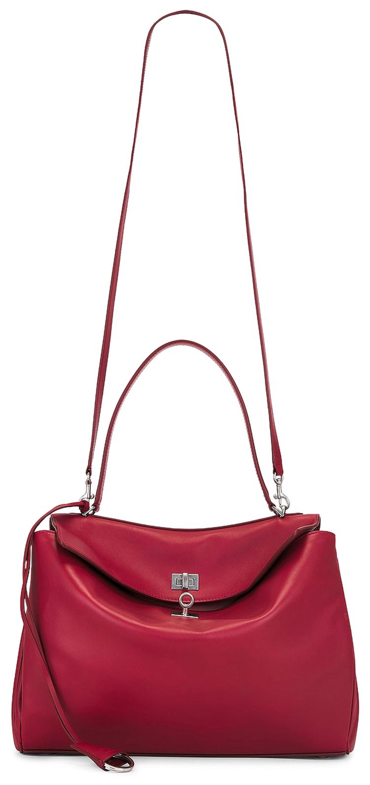 Balenciaga Rodeo Leather Shoulder Bag Cherry Red