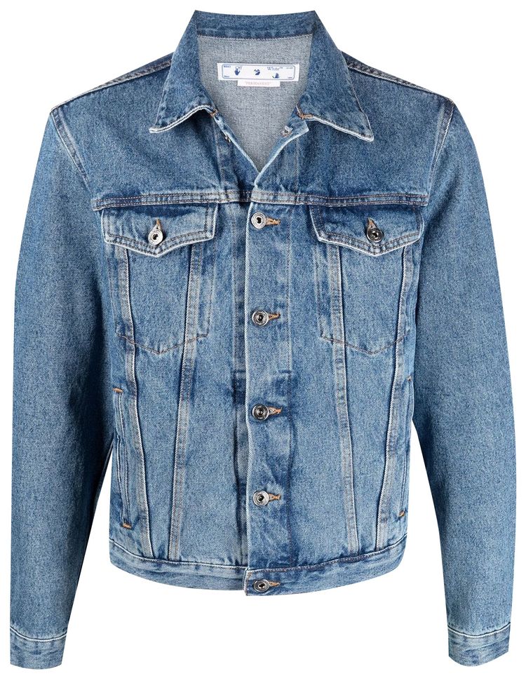 Off White Indust Slim Denim Jacket Medium Blue