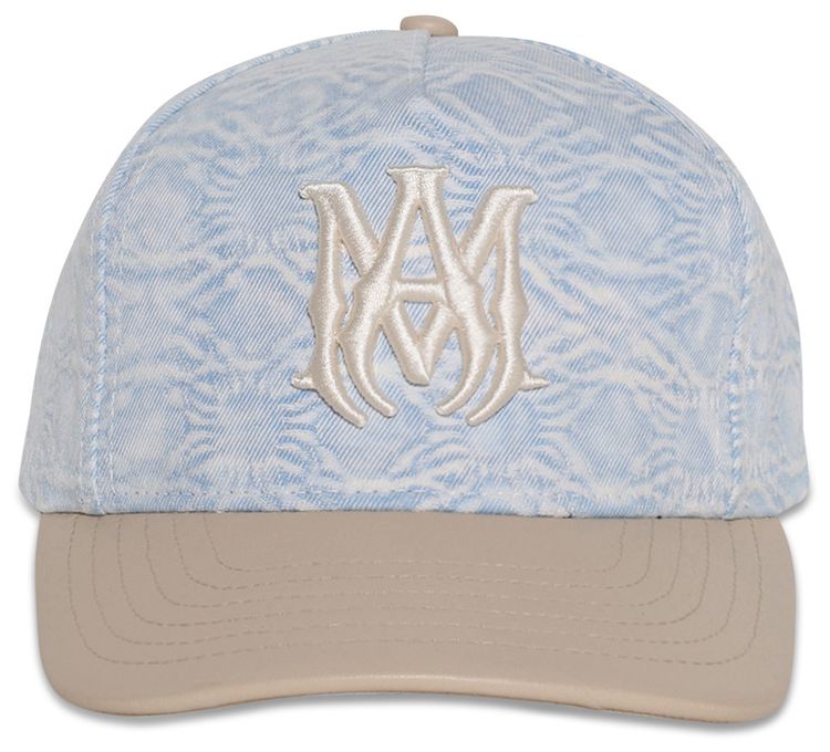 Amiri Denim Mat Hat With Leather Bill Bleached Indigo