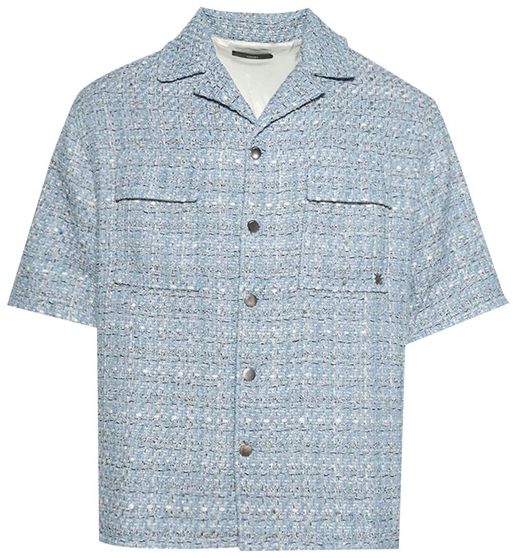 Amiri Boucle Camp Shirt Ashley Blue