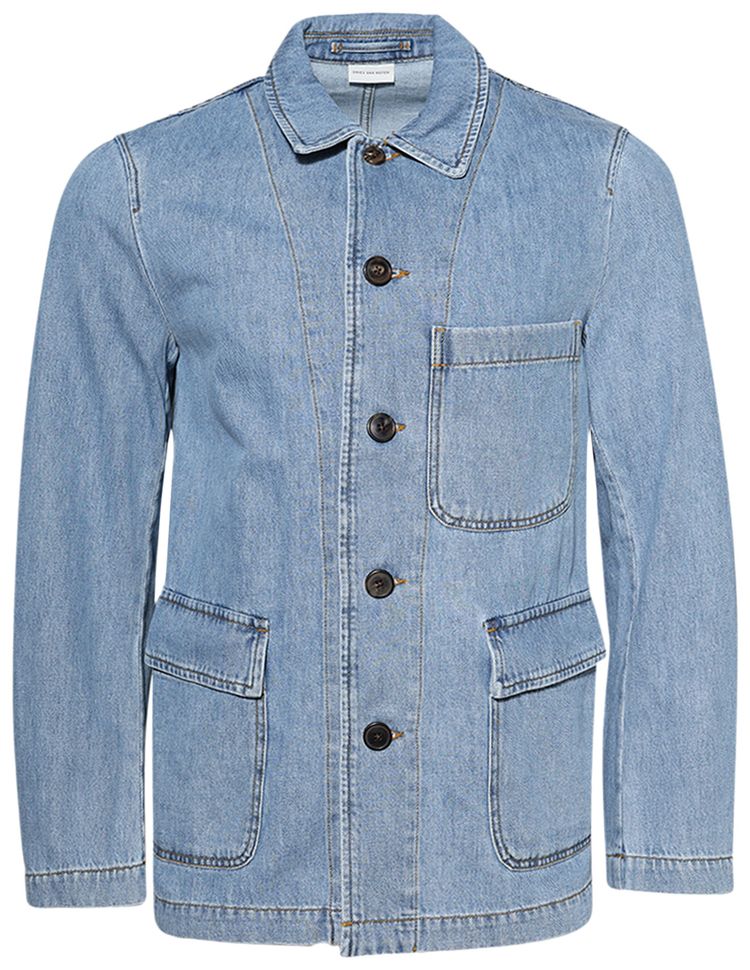 Dries Van Noten Unconstructed Workwear Blazer Light Blue