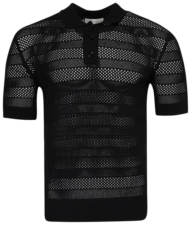 Dries Van Noten Knit Polo Shirt Black
