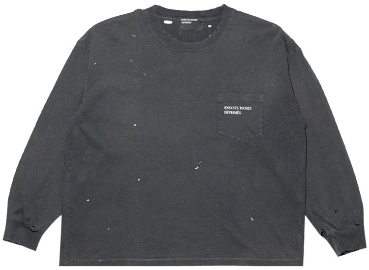 Enfants Riches Deprimes Classic Logo Long Sleeve T Shirt Light Washed Black