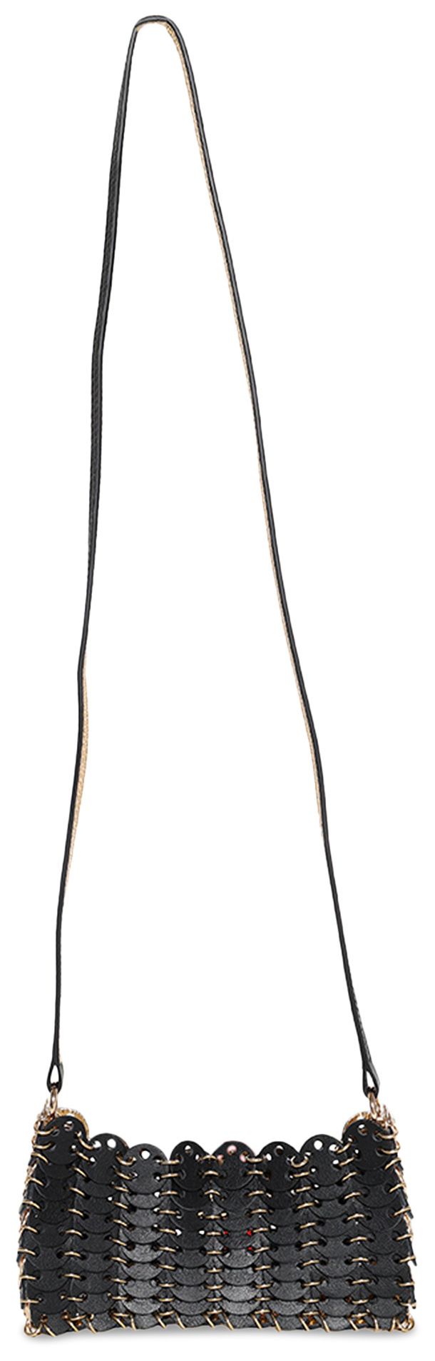 Rabanne 1969 Nano Flip Bag In Leather BlackGold