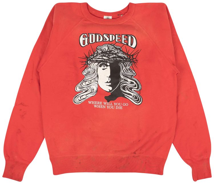 SAINT Mxxxxxx Godspeed Raglan Crewneck Sweatshirt Red