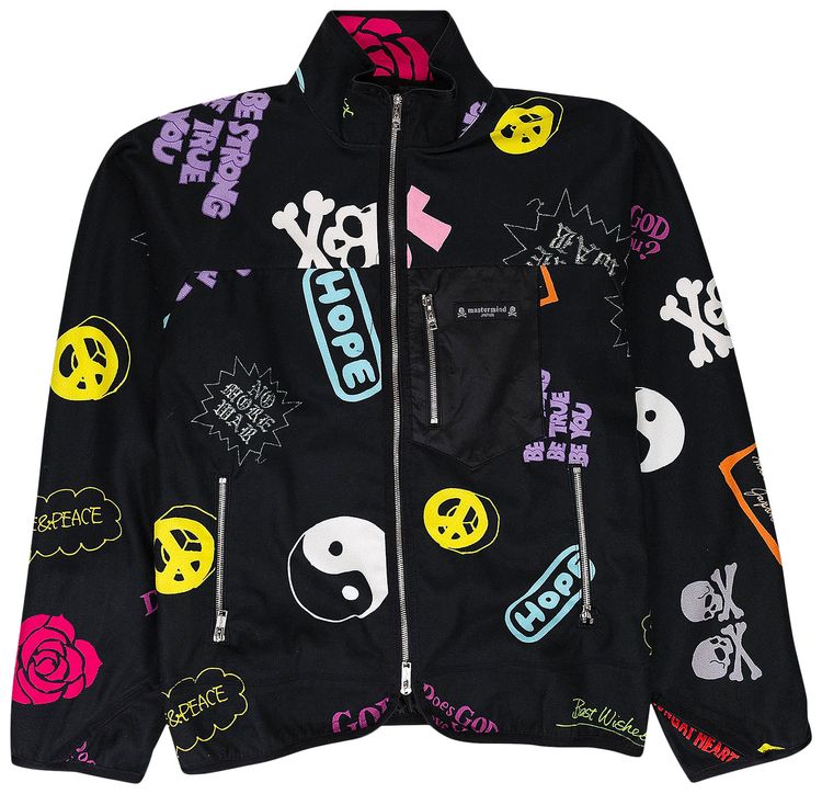 Mastermind All Over Fleece Jacket BlackMulticolor