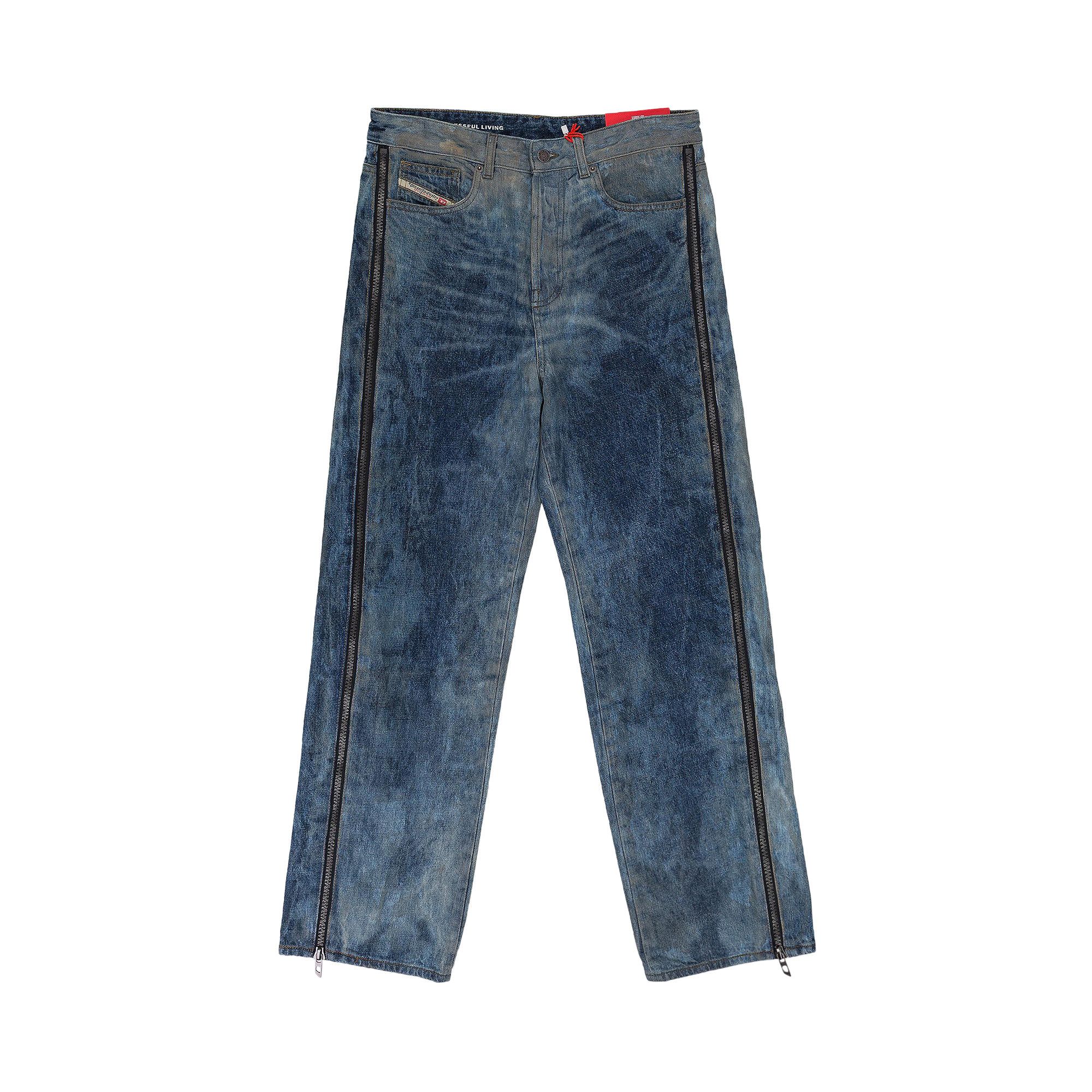 Buy Diesel Side Zip Relaxed Jeans 'Blue' - A137970PGAX01 | GOAT