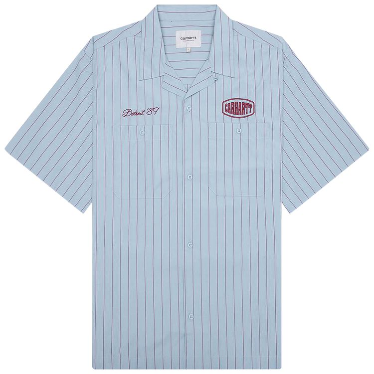 Carhartt WIP Short Sleeve Hendry Shirt Seaton StripeFrosted BlueMulberry