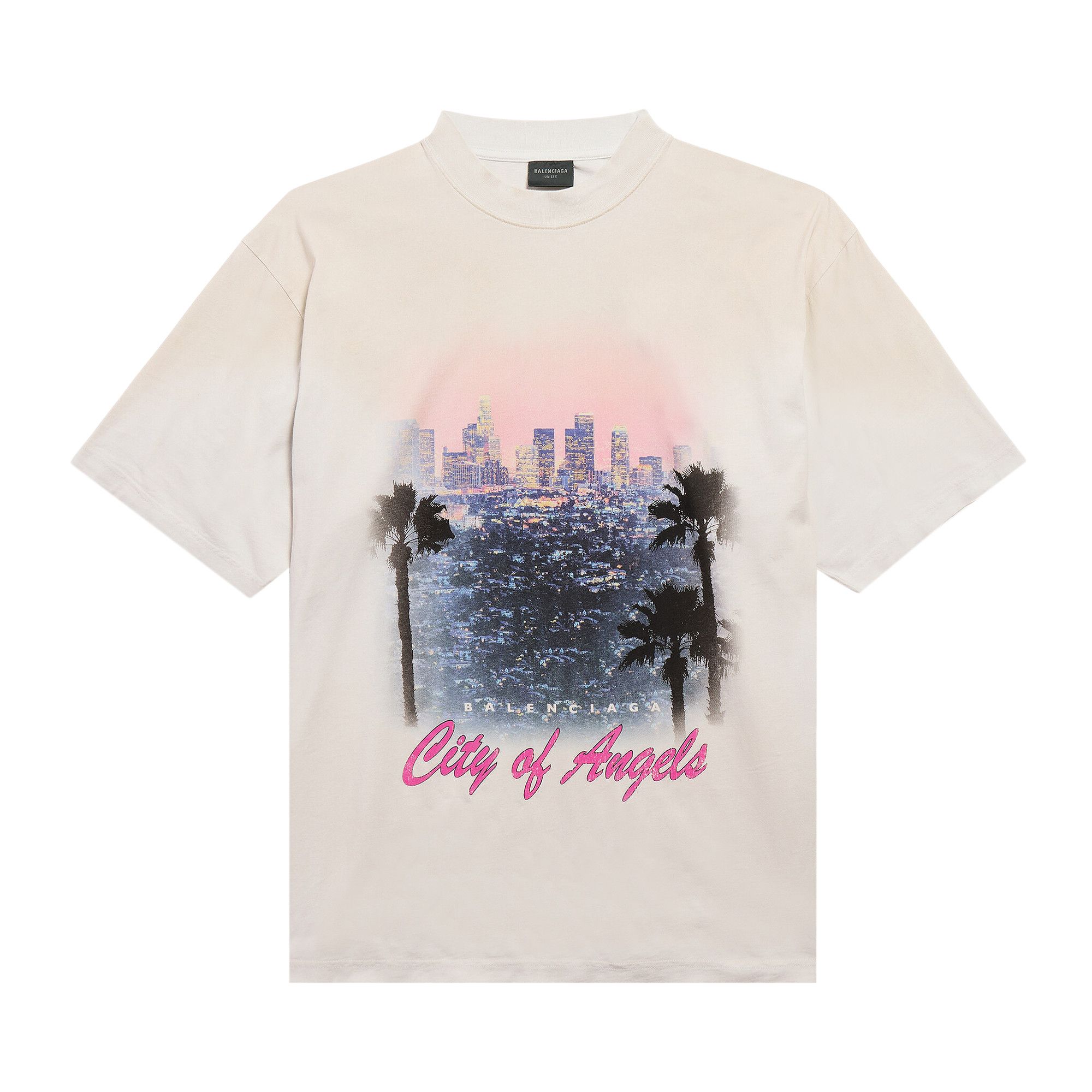 Buy Balenciaga City Of Angels Faded T-Shirt 'Dirty White' - 764235