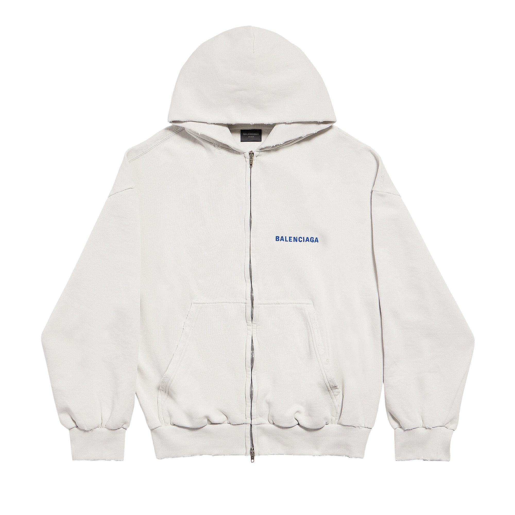 パーカー・フーディ BALENCIAGA Men Sweater 803264TSVP1 8016DIRTY WHITE SPORT BLU Buy Balenciaga Logo Embroidered Zip-Up Hoodie 'Dirty White