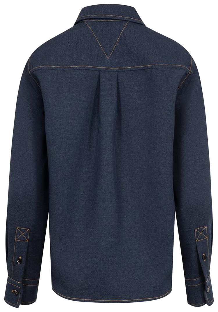Bottega Veneta Long Sleeve Regular Fit Denim Shirt Dark Indigo