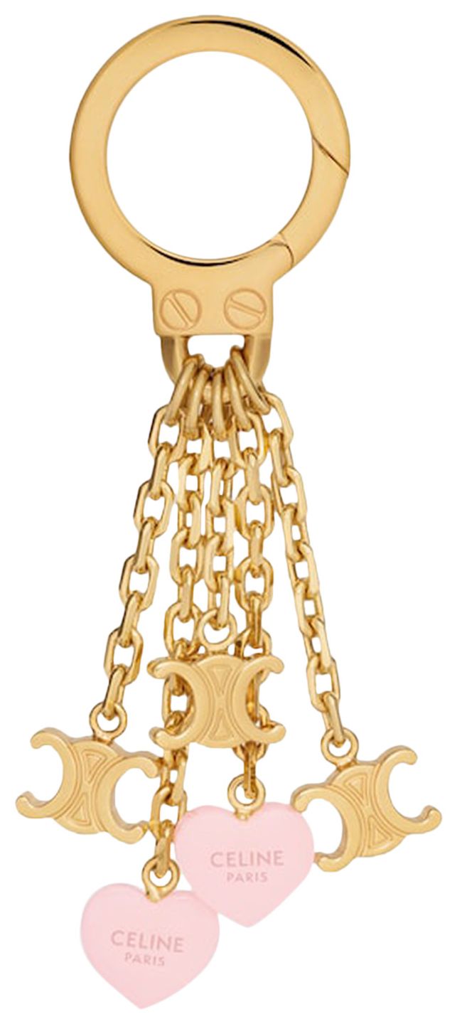 CELINE Triomphe Heart Chain Charm Light Pink