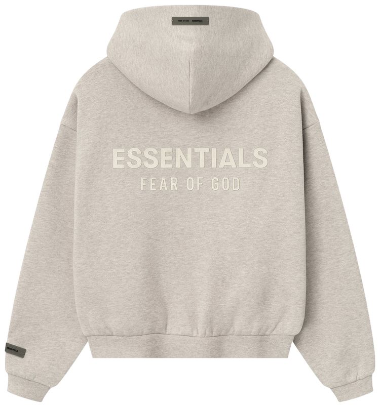 Fear of God Essentials Kids Fleece Zip Up Hoodie Heather Stone