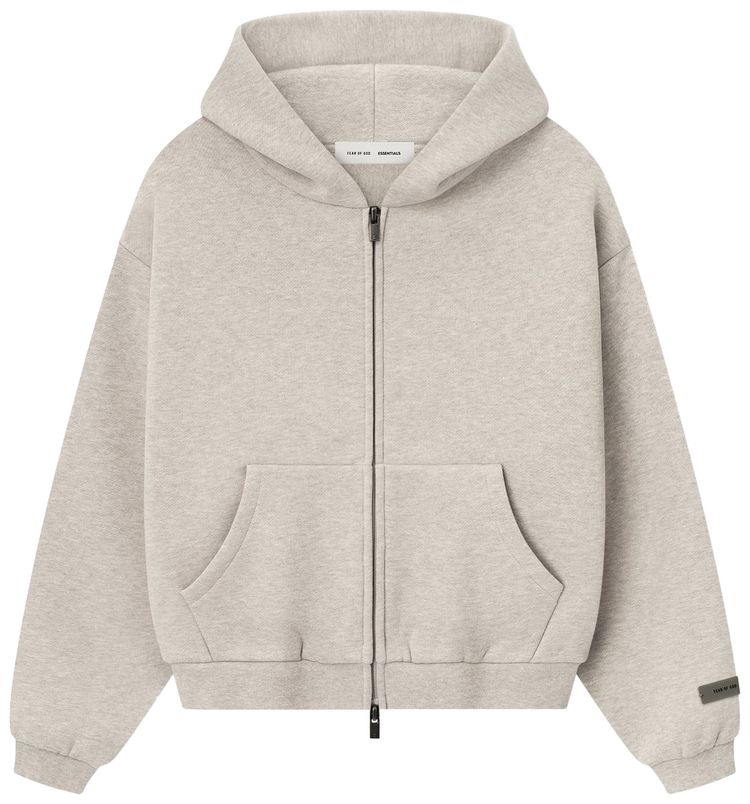 Fear of God Essentials Kids Fleece Zip Up Hoodie Heather Stone