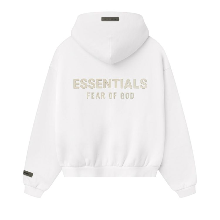 Fear of God Essentials Kids Fleece Zip Up Hoodie Cloud White