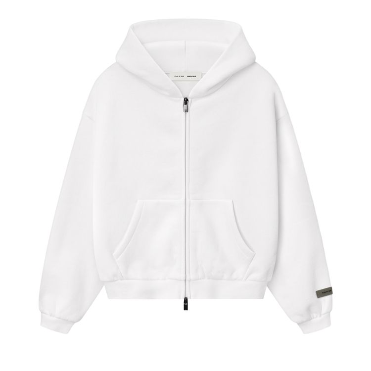 Fear of God Essentials Kids Fleece Zip Up Hoodie Cloud White