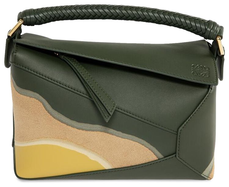 Loewe Small Puzzle Edge Bag Bottle GreenOchre