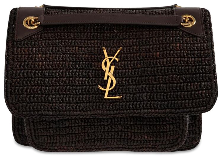 Saint Laurent Niki Medium Raffia Bag Chocolate Truffle