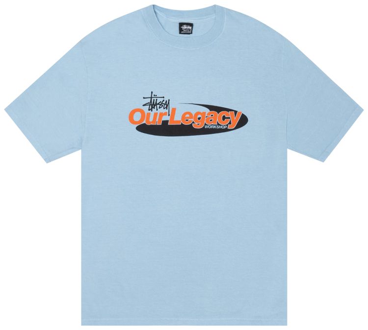 Stussy x Our Legacy Work Shop Swirl Tee Pigment Dyed Baby Blue