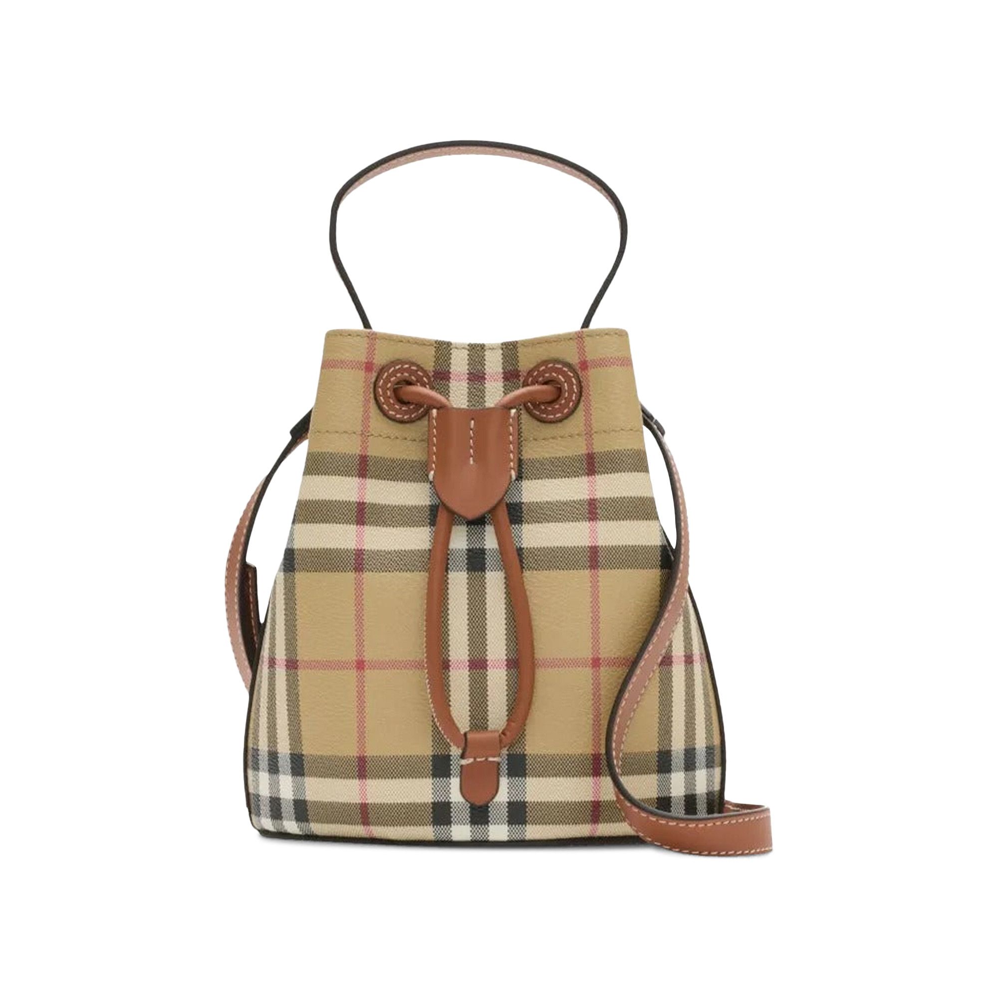 Buy Burberry Mini Drawstring Bag 'Vintage Check/Briar Brown