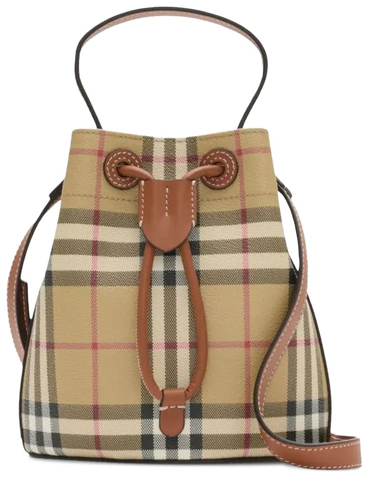 Burberry Mini Drawstring Bag Vintage CheckBriar Brown