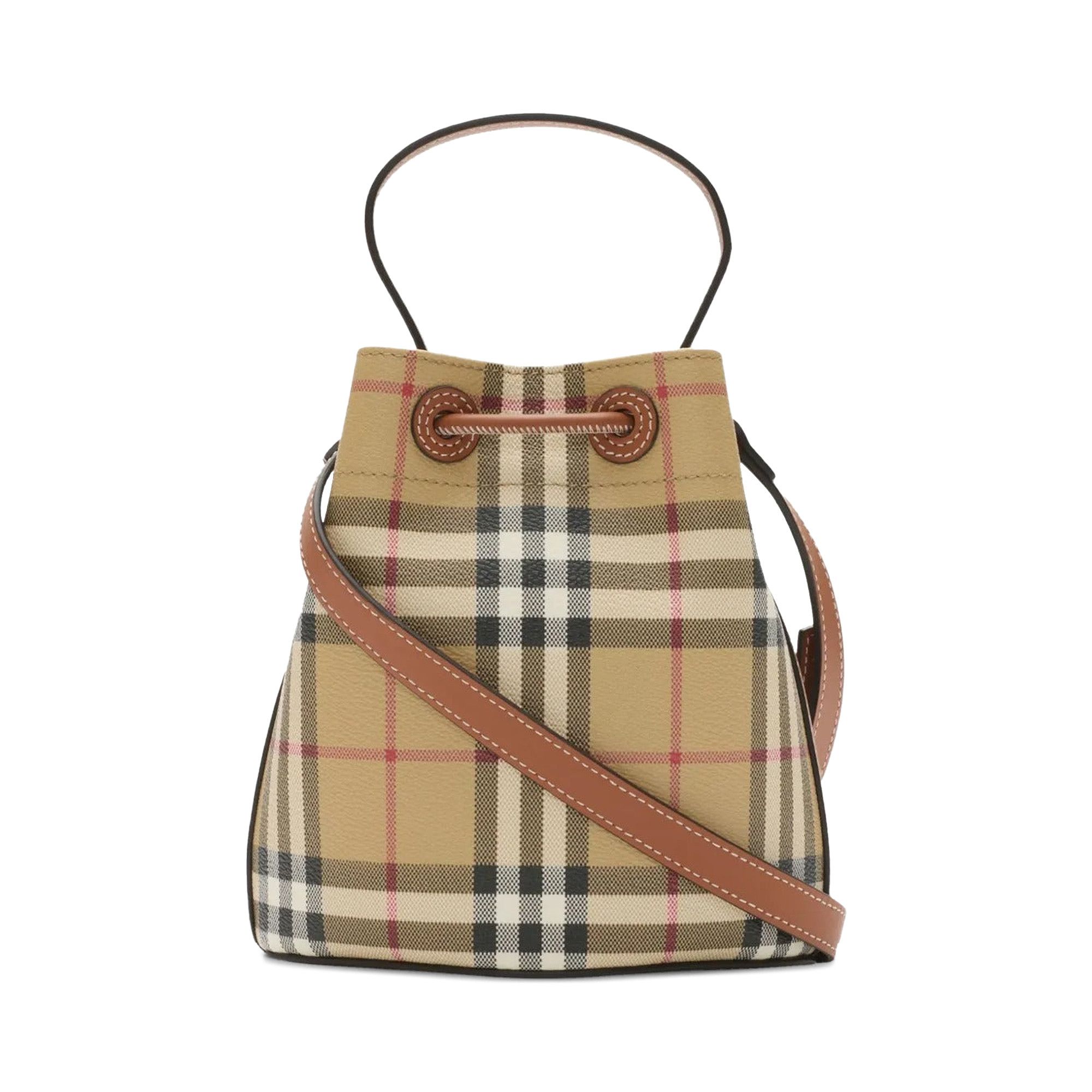 【BURBERRY】MD DRAWSTRING BUCKET BAG Mini TB Bucket Bag in Dark birch brown - Women | Burberry