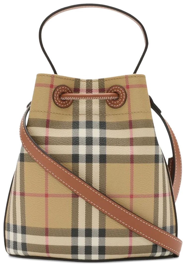 Burberry Mini Drawstring Bag Vintage CheckBriar Brown