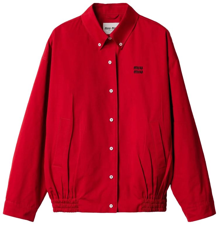 Miu Miu Heavy Poplin Blouson Jacket Scarlett