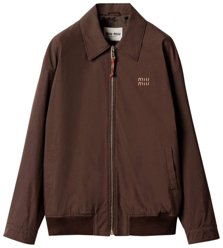 Miu Miu Panama Blouson Jacket Cacoa Brown