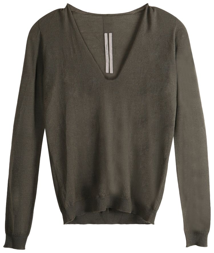 Rick Owens Knit V Neck Pullover Sweater Bosco
