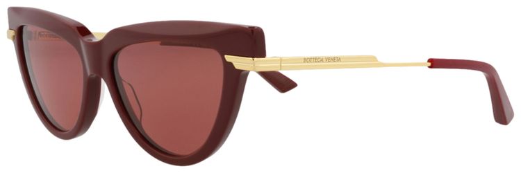 Bottega Veneta Cat Eye Recycled Sunglasses BurgundyGoldRed